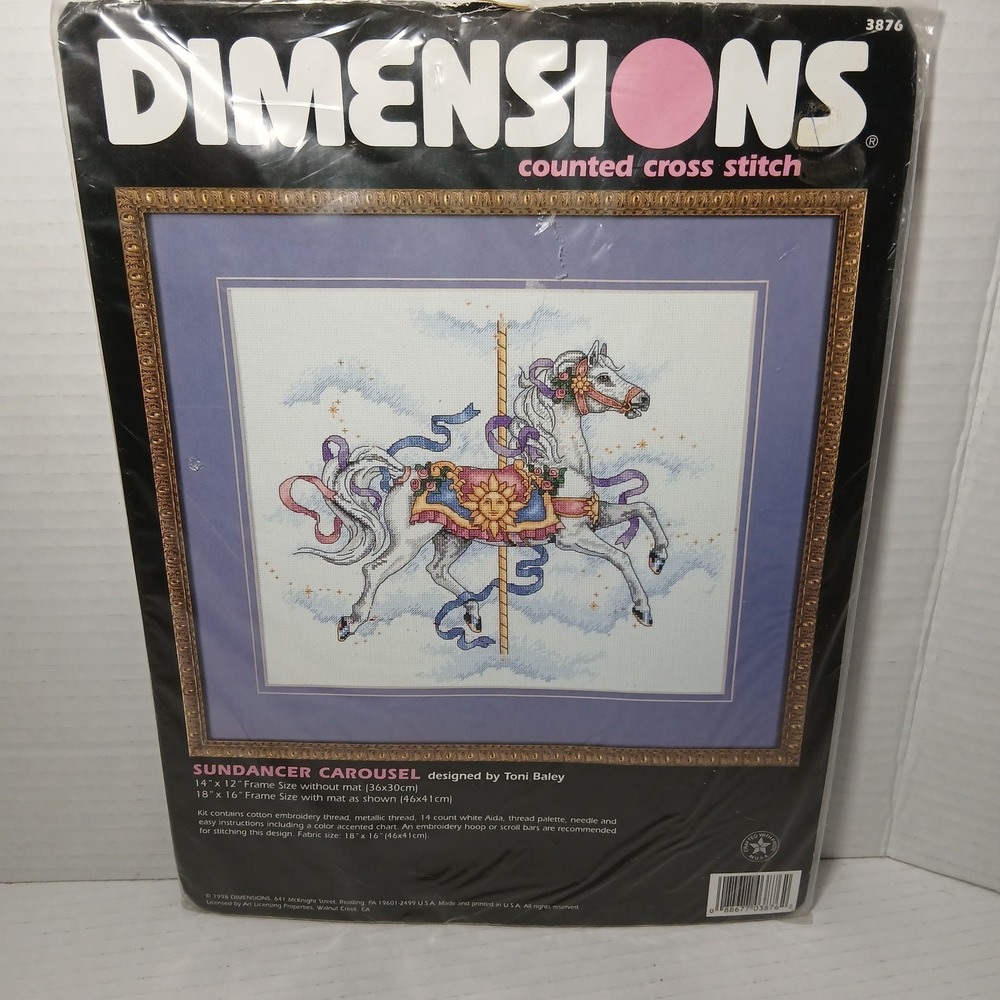 Vintage Dimensions Sundancer Carousel Horse Cross Stitch Kit NEW 1998 Kit #3876